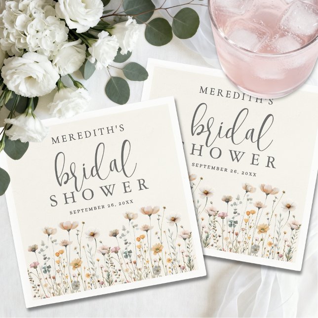 Boho-Wildblumen-Braut- Dusche Serviette (Boho Wildflower Bridal Shower Napkins)