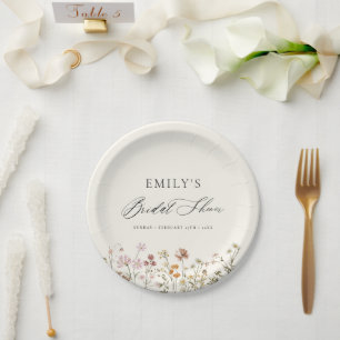 Boho-Wildblumen-Brautjungfernparty-Garten-Skript Pappteller