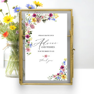Boho Wildblumen-Brautparty Beratungskarte Schild