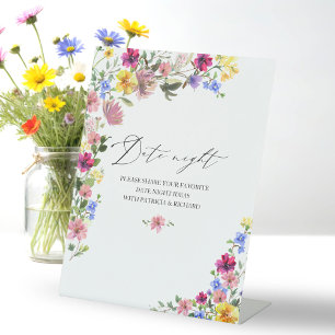 Boho-Wildblumen-Brautparty-Date-Night-Krüge-Schild Sockelschild