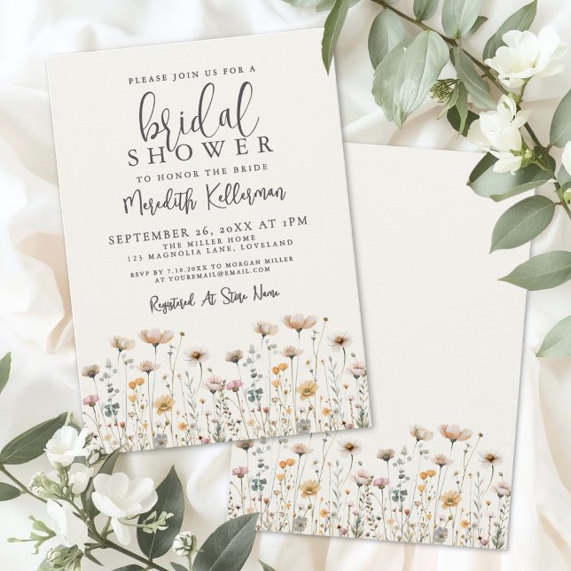 Boho-Wildblumen-Brautparty Einladung (Boho Wildflower Bridal Shower Invitation)