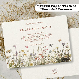 Boho Wildblumen Butterflies Einladung Hochzeit