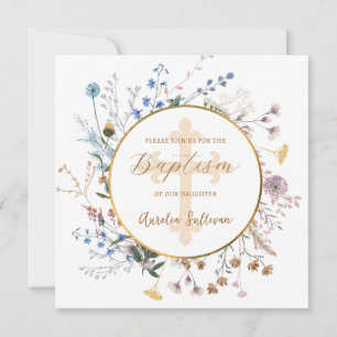 Boho Wildblumen Circle Baptisse Einladung