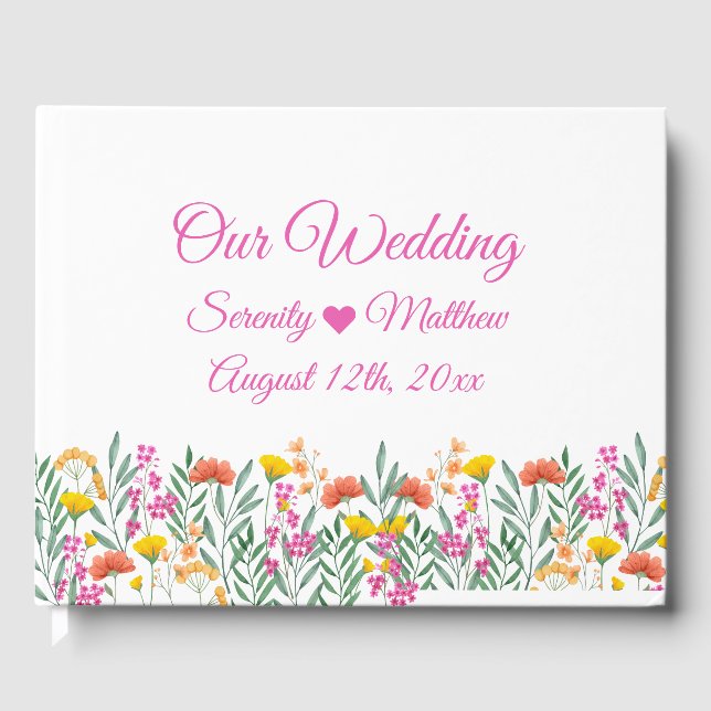 Boho Wildblumen Elegantes Floral Wedding Gästebuch (Vorderseite)