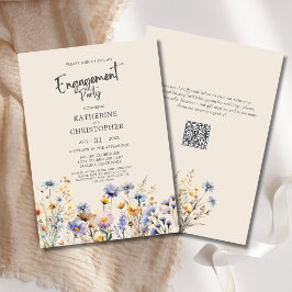 BOHO Wildblumen Engagement Party Elegant Beige Einladung