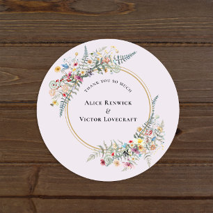 Boho-Wildblumen-Farn-Lavendel-Dankeschön-Geschenk Runder Aufkleber