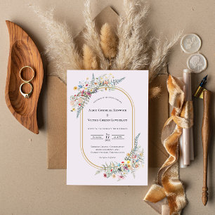 Boho-Wildblumen-Farn-Lavendel-Hochzeit Einladung