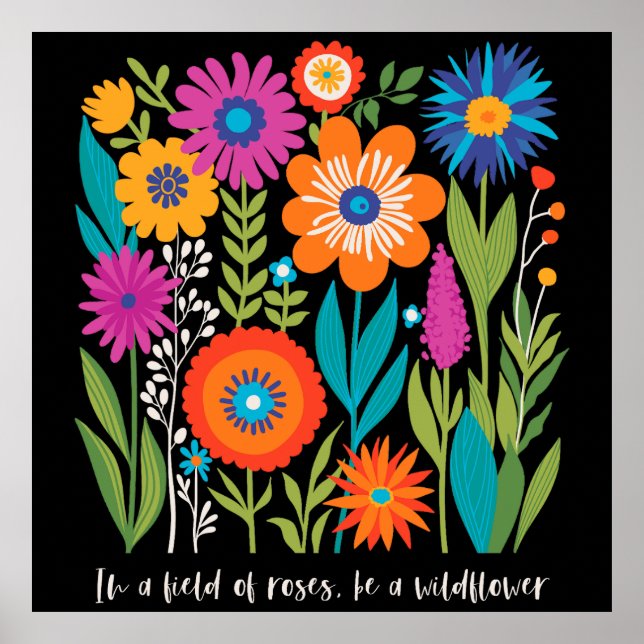 Boho Wildblumen Floral Nature Blume Poster (Vorne)