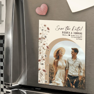 Boho-Wildblumen-Foto-Torbogen-Hochzeit-Save-the-Da Magneteinladung
