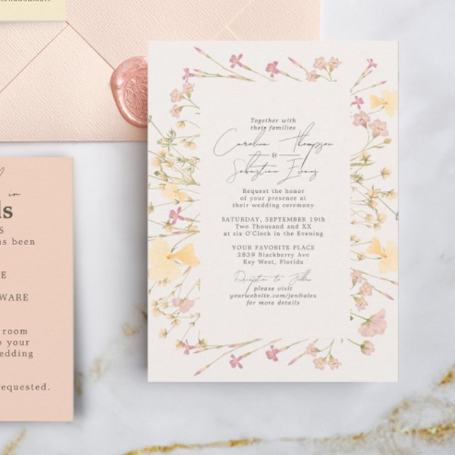 Boho Wildblumen Frame Wedding Einladung (Von Creator hochgeladen)