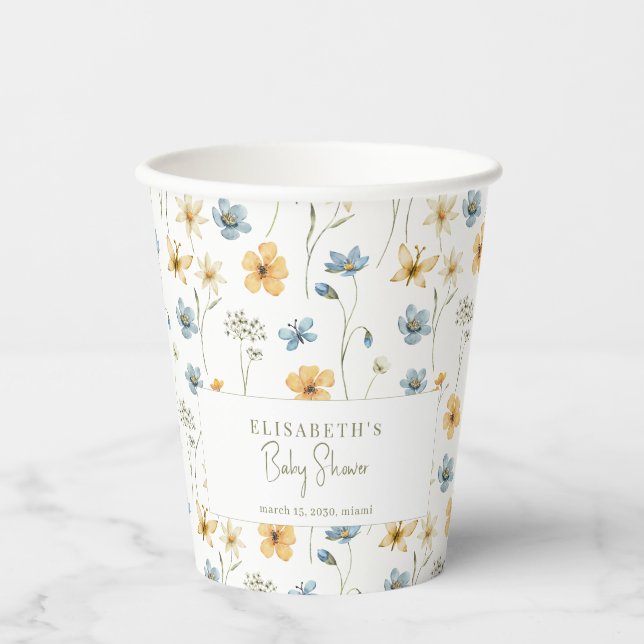 Boho Wildblumen Frühjahr personalisierte Babydusch Pappbecher (Vorderseite)