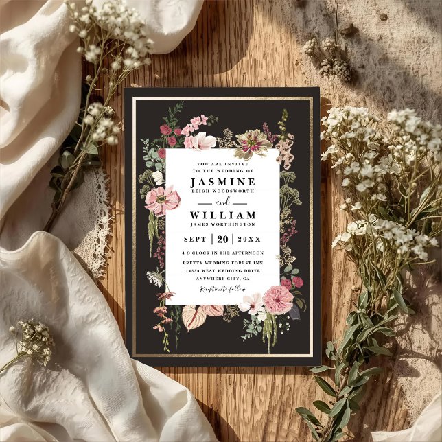 Boho-Wildblumen-Garten Elegante QR-Code-Hochzeit Einladung (Von Creator hochgeladen)