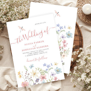 Boho Wildblumen Hochzeit im Blumengarten Einladung