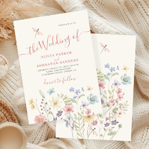 Boho Wildblumen Hochzeit im Blumengarten Einladung