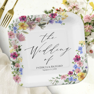 Boho-Wildblumen-Hochzeit Pappteller