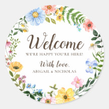 Boho-Wildblumen-Hochzeits-Willkommens-Aufkleber-Tü
