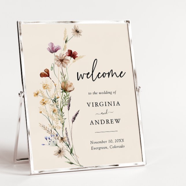 Boho-Wildblumen-Hochzeitsbegrüßung Poster (Boho Wildflower Welcome Wedding Poster
)