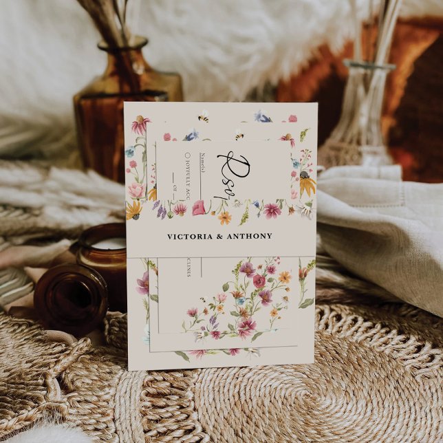 Boho Wildblumen Hochzeitsfeier Bauchband Einladungsbanderole (Von Creator hochgeladen)