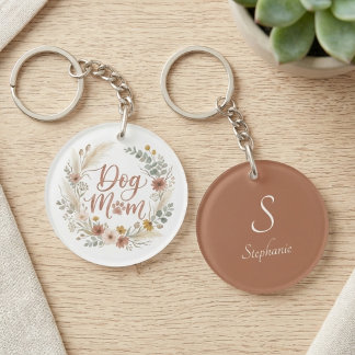 Boho-Wildblumen-Hunde-Mama-Blumenkranz Schlüsselanhänger