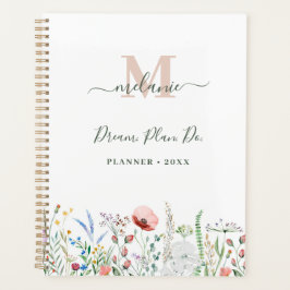 Boho Wildblumen Individuelle Name Monogram Planer