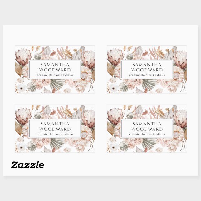 Boho Wildblumen Kleidung Markenprodukt Rechteckiger Aufkleber (Blatt)