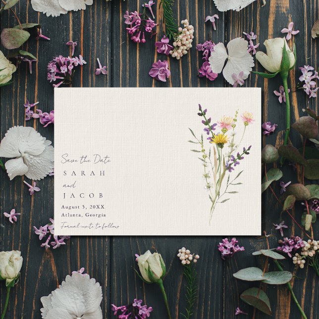 Boho Wildblumen Minimalistisch Wedding Save The Date (Boho Wildflowers Minimalist Wedding Save The Date)