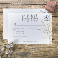 Boho Wildblumen Moderne Blue Response Card