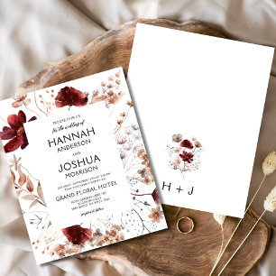 Boho-Wildblumen-Monogramm-Hochzeits-Einladung Flyer