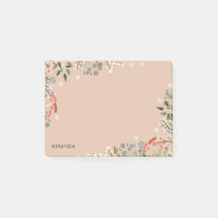 Boho Wildblumen Neutrale Palette Ihr Name Post-it Klebezettel