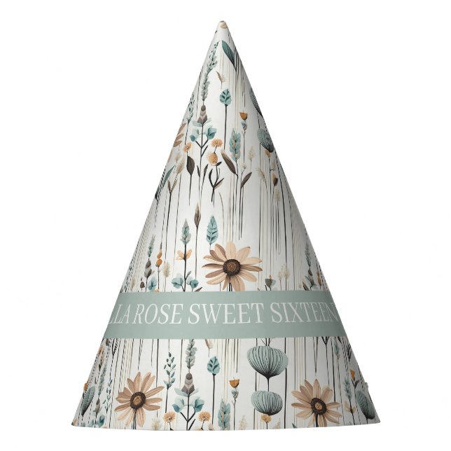 Boho Wildblumen Partyhütchen (Vorderseite)