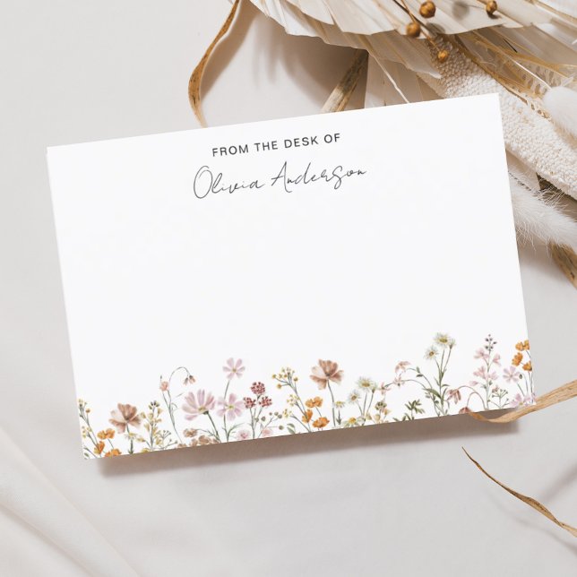 Boho Wildblumen Personal Stationery Dankeskarte (Von Creator hochgeladen)