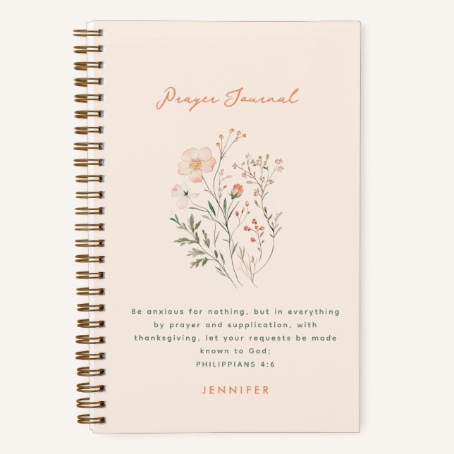 Boho Wildblumen Personalisiert Praetzeitung Notizbuch (Vorderseite)