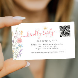 Boho Wildblumen QR Code Online-UAWG Hochzeit Begleitkarte