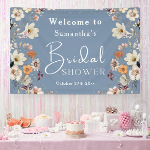 Boho-Wildblumen-Rustikal-Periwinkle-Braut-Tag Banner