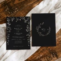 Boho Wildblumen Schwarz Weiß Baby's Atem Hochzeit