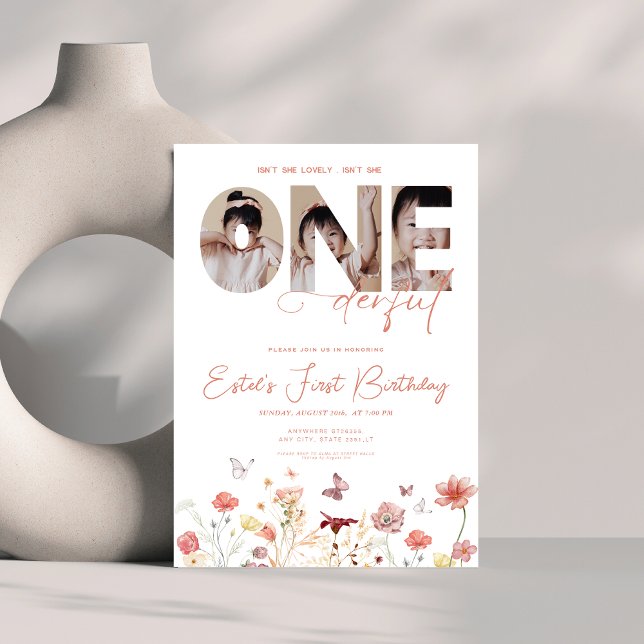 Boho Wildblumen sind nicht 1. Geburtstag. Einladung (Von Creator hochgeladen)