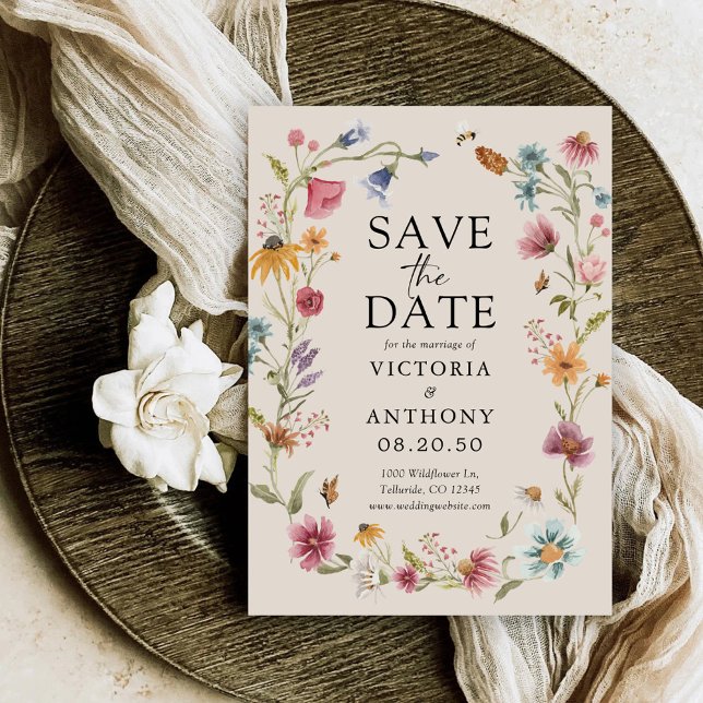 Boho-Wildblumen speichern Datumskarten Save The Date (Von Creator hochgeladen)