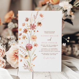 Boho Wildblumen Terracotta Wedding Einladung
