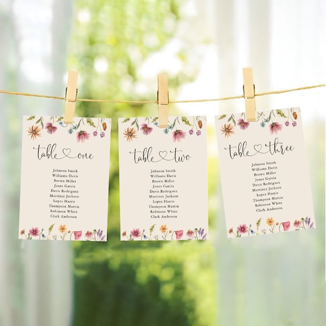 Boho Wildblumen Tischnummer 1 Sitzplan (Von Creator hochgeladen)