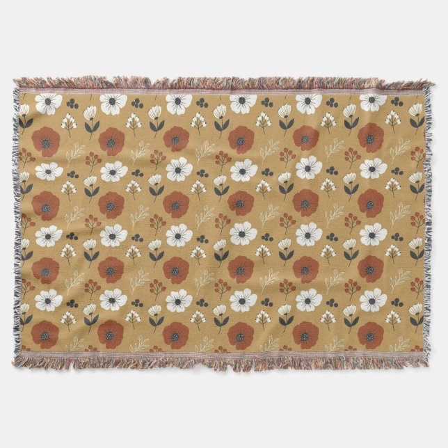 Boho-Wildblumen- und Beerenmuster Decke (Vorderseite)