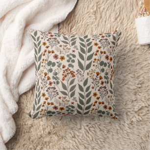 Boho-Wildblumen und Eukalyptus-Muster Kissen