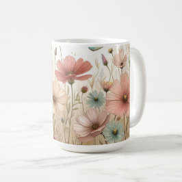 Boho Wildblumen und Schmetterlinge Kaffeetasse