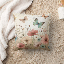 Boho Wildblumen und Schmetterlinge Kissen