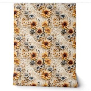 Boho Wildblumen verbrennen orange Herbstfarben Tapete