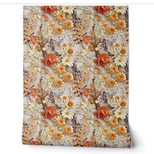 Boho Wildblumen verbrennen orange Herbstfarben Tapete