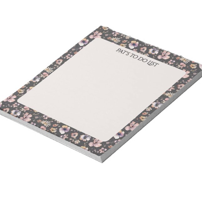 Boho-Wildblumen-Wasserfarbe Charcoal Blush Notizblock (Von Creator hochgeladen)