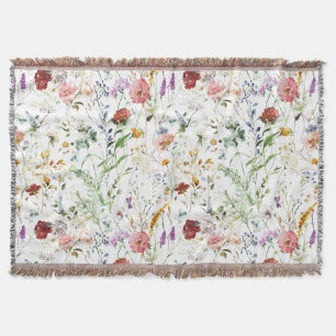 Boho Wildblumen Wasserfarbe Frühling Blume Decke