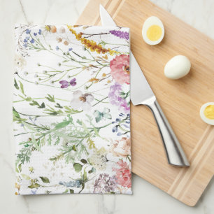 Boho Wildblumen Wasserfarbe Frühling Blume Geschirrtuch