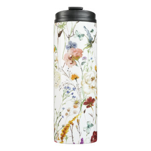 Boho Wildblumen Wasserfarbe Frühling Blume Thermosbecher