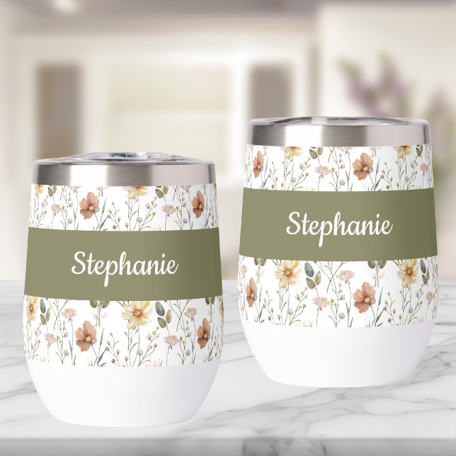 Boho-Wildblumen-Wasserfarbe-Monogramm-Name-Thermal (Von Creator hochgeladen)